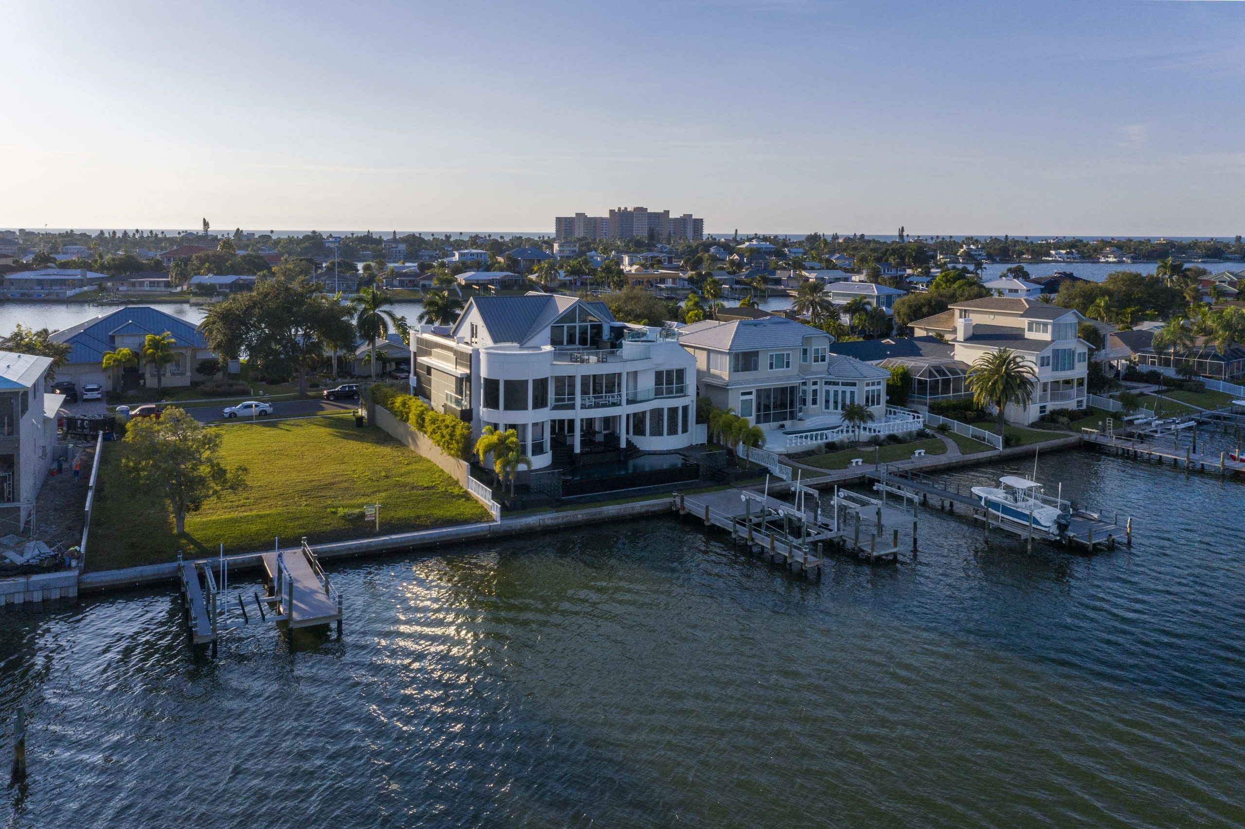 aeriel view of clearwater home on the water