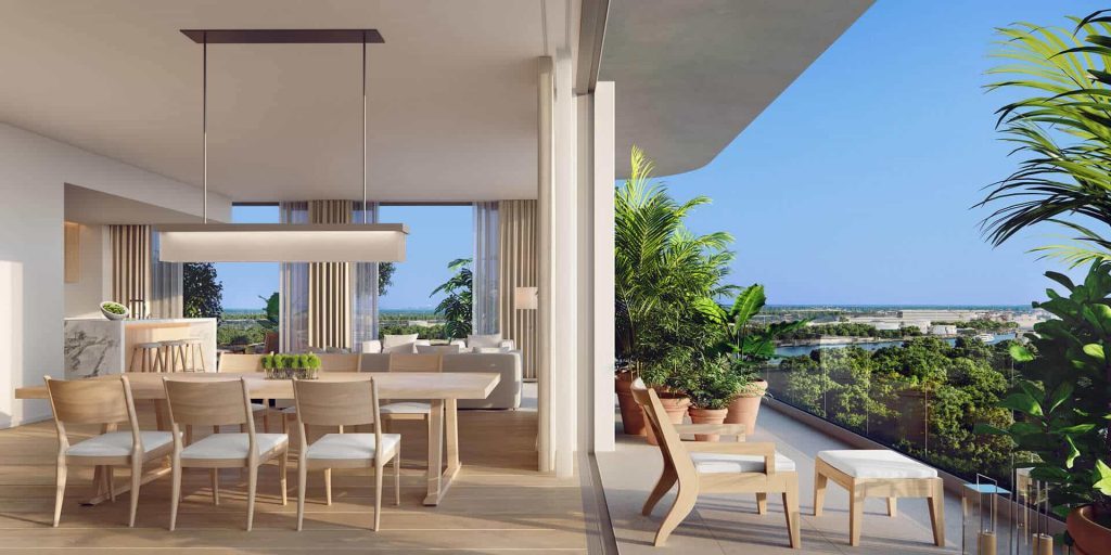 Open concept new construction living with indoor and outdoor space at The Residences at The Tampa EDITION